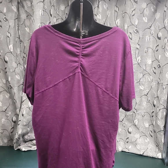 Danskin Now Short Sleeve Scoop Neck Tee - Purple - Picture 2 of 4